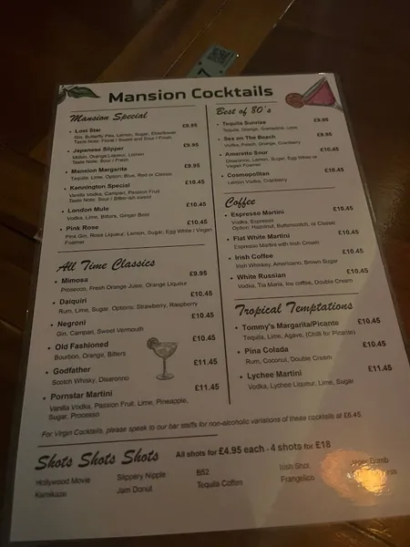 menu 1 of The Mansion Pub