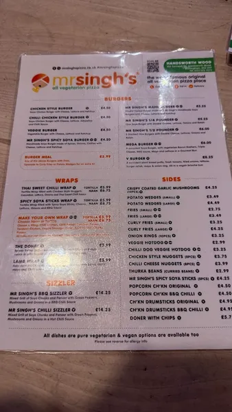 menu 2 of Mr Singh's