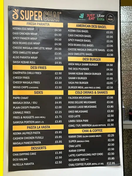 menu 1 of SUPER CHAI