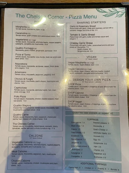 menu 0 of The Chelsea Corner