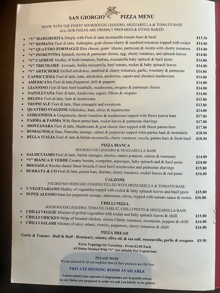 menu 0 of San Giorgio London