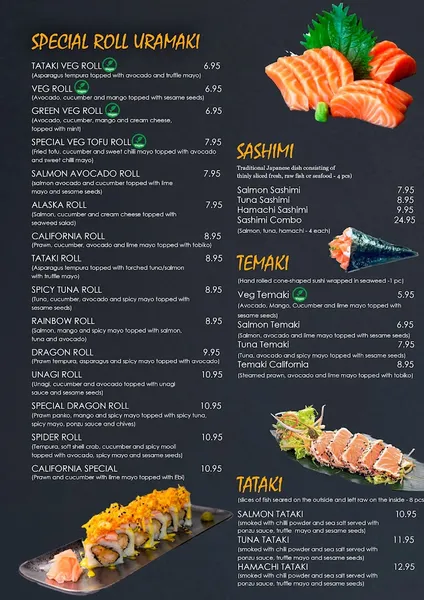 menu 2 of Sushi & Momo Zone, London