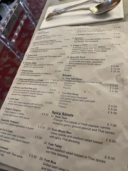 menu 2 of Poppy’s Thai 3