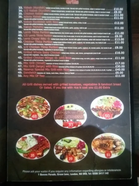menu 1 of Nawroz Restaurant