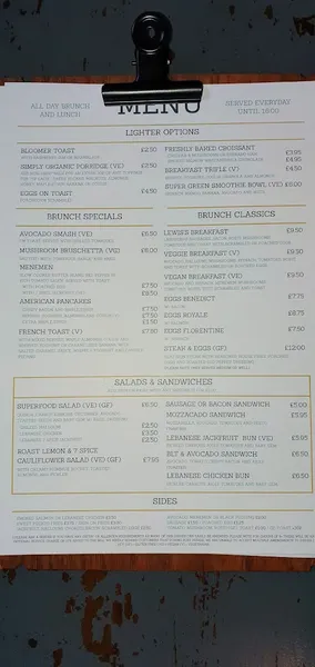 menu 0 of Lewis's café bar