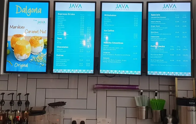 menu 1 of Java Roastery