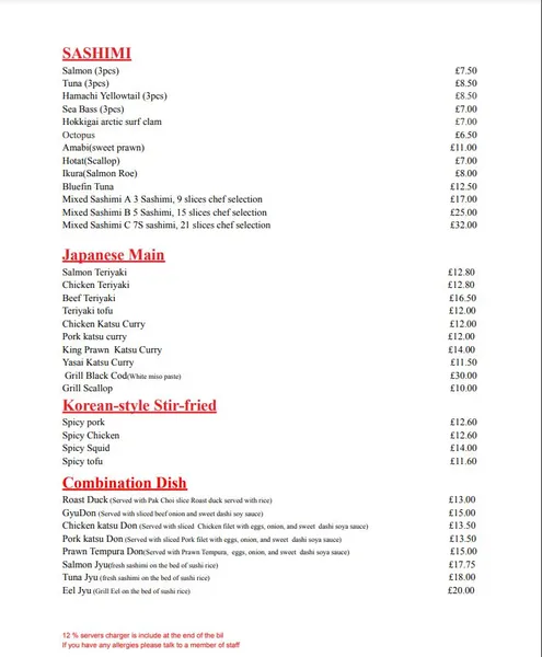 menu 0 of Doumo Japanese restaurant