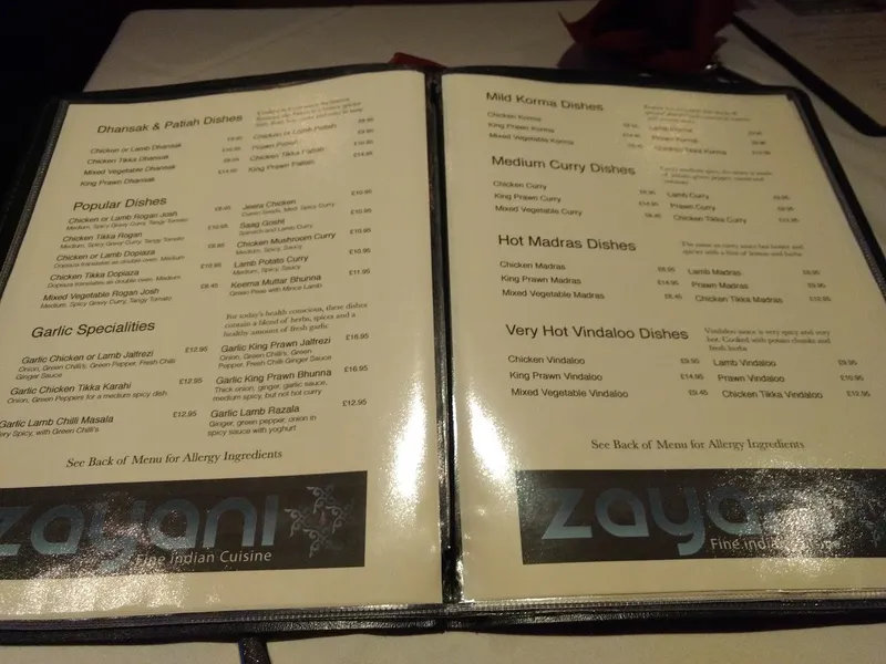 menu 2 of Zayani Indian Restaurant