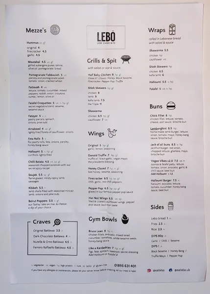 menu 0 of EAT LEBÖ (Ruislip)