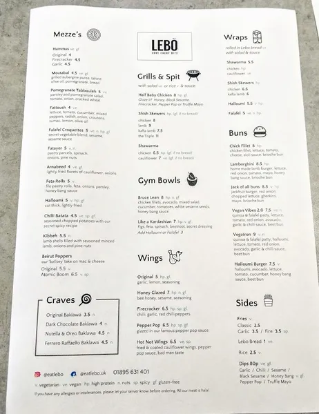 menu 2 of EAT LEBÖ (Ruislip)