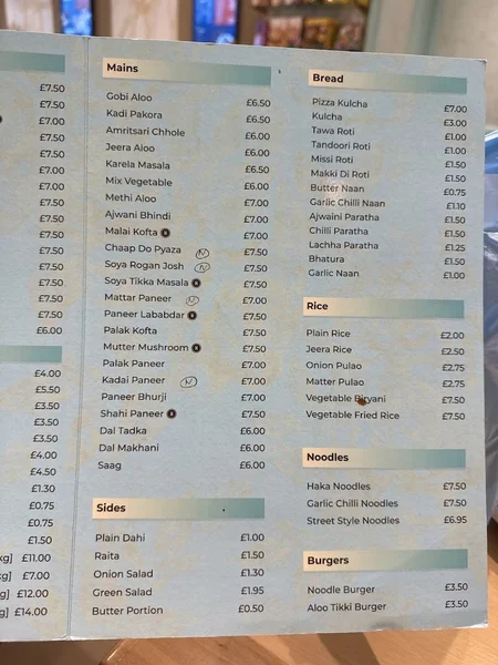 menu 2 of Panjeeri - Vegetarian Indian Restaurant & Sweet Centre