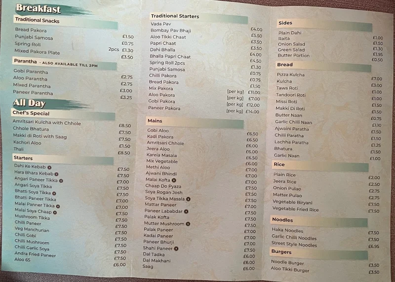 menu 0 of Panjeeri - Vegetarian Indian Restaurant & Sweet Centre