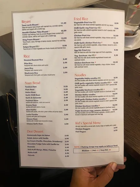 menu 1 of takaa tak, Hounslow