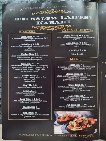 menu 0 of Hounslow Lahori Karahi