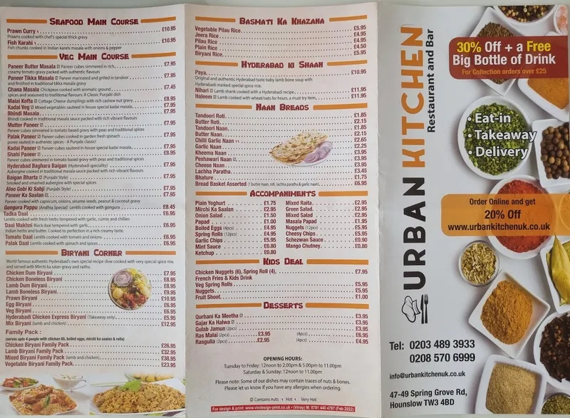 menu 0 of Urban Kitchen Hounslow