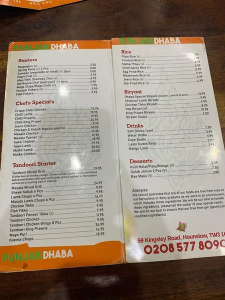 menu 1 of Punjabi Dhaba