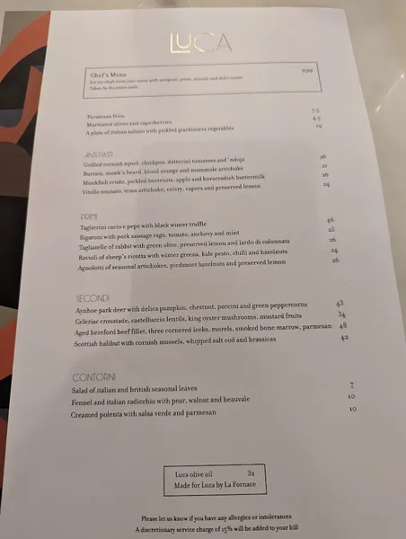 menu 1 of Luca