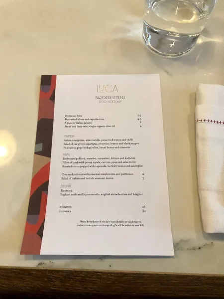 menu 2 of Luca