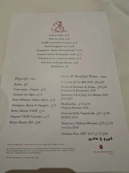 menu 1 of L'Escargot Restaurant