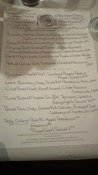 menu 2 of Andrew Edmunds Restaurant