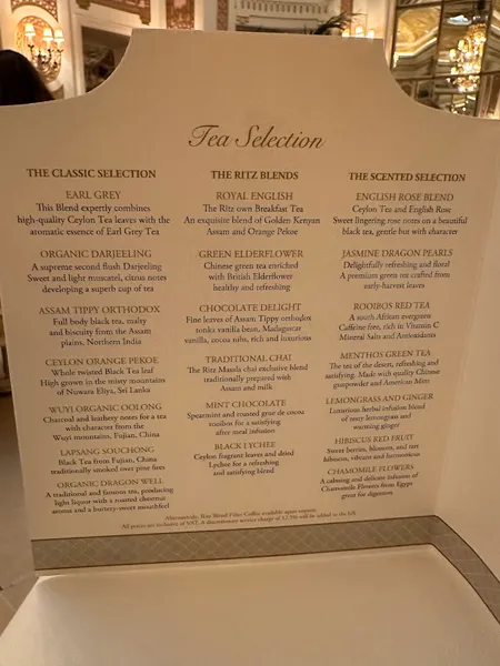 menu 0 of The Ritz Restaurant