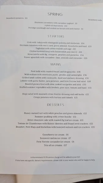 menu 1 of Spring Restaurant