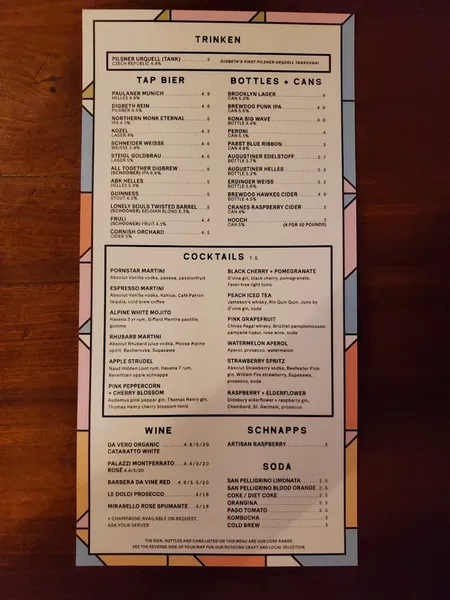 menu 1 of Zumhof Biergarten