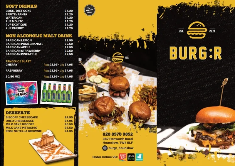 menu 2 of BURG:R Hounslow