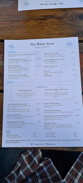 menu 2 of White Swan