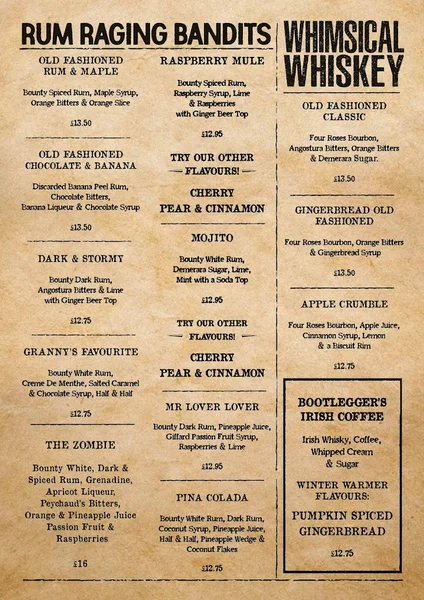 menu 1 of Richmond Vault Gastropub, Craft Beer & Cocktails