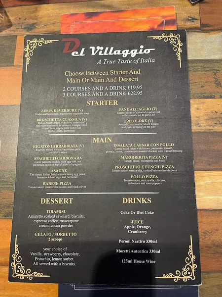 menu 1 of Del Villaggio - Broad St