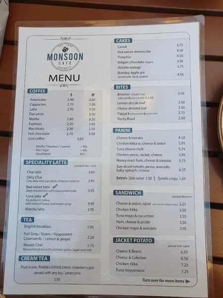 menu 0 of Monsoon Cafe