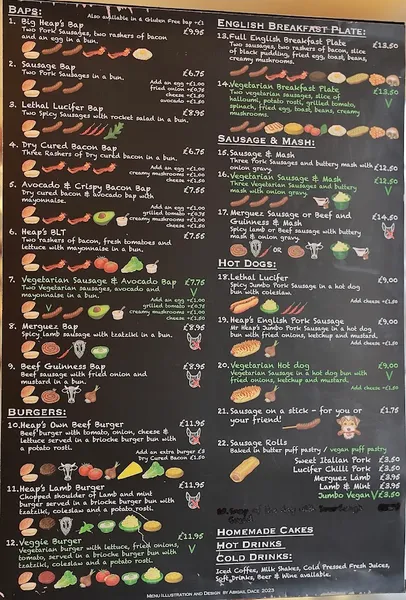 menu 0 of Heap's Sausage Café