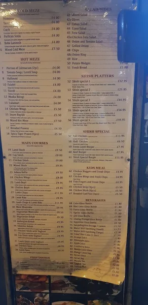 menu 1 of Shish Turkish Restaurant