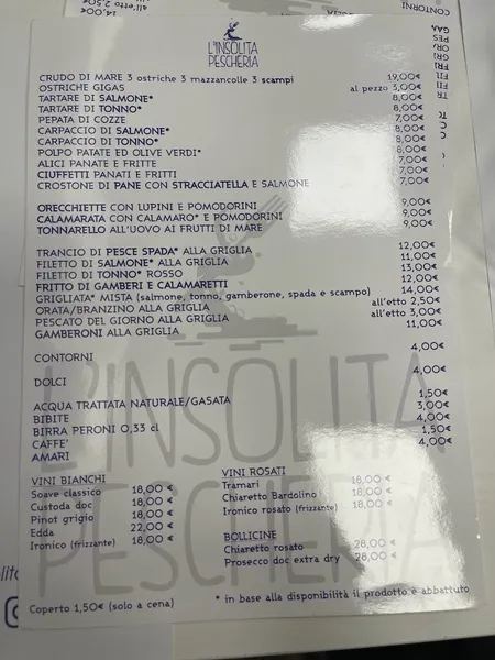 menu 1 of L'Insolita Pescheria