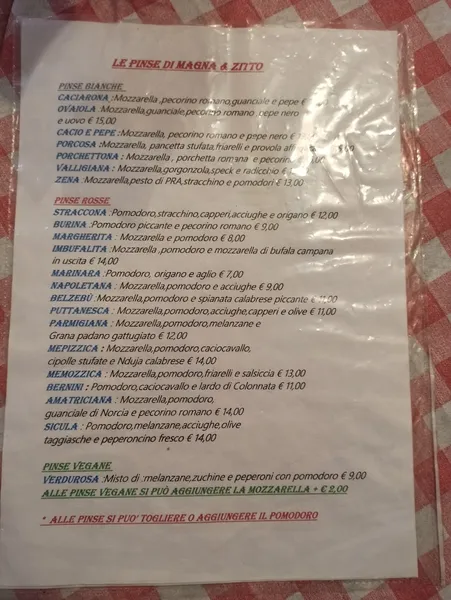 menu 2 of Magna e Zitto Cucina Romana