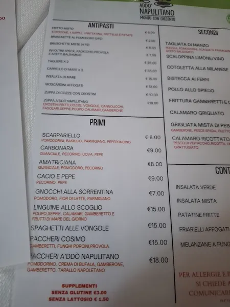 menu 0 of Ristorante e Pizzeria A'ddò Napulitano di Marino Cosimo