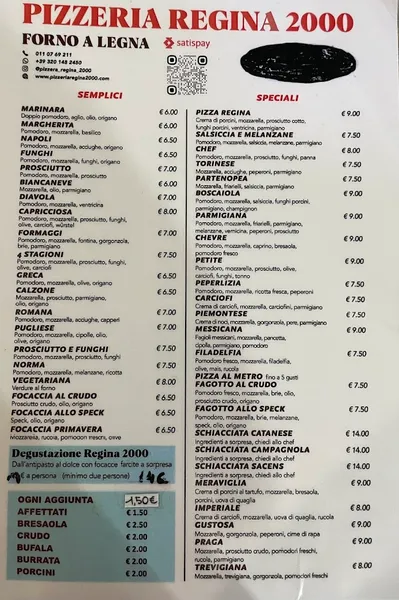 menu 0 of Pizzeria Corso Regina Margherita Torino - Regina 2000