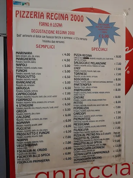 menu 2 of Pizzeria Corso Regina Margherita Torino - Regina 2000