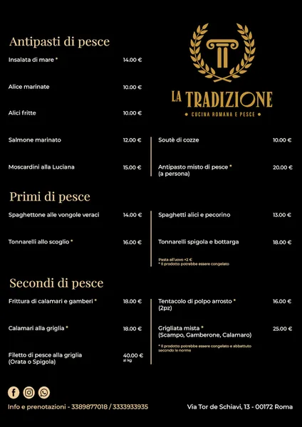 menu 0 of Ristorante “La Tradizione”