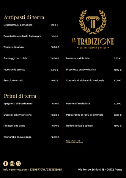 menu 1 of Ristorante “La Tradizione”