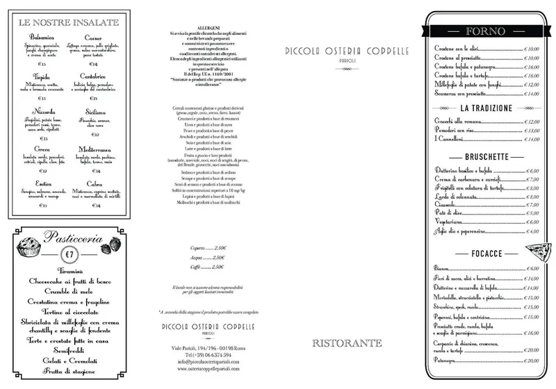 menu 1 of Piccola Osteria Coppelle Parioli