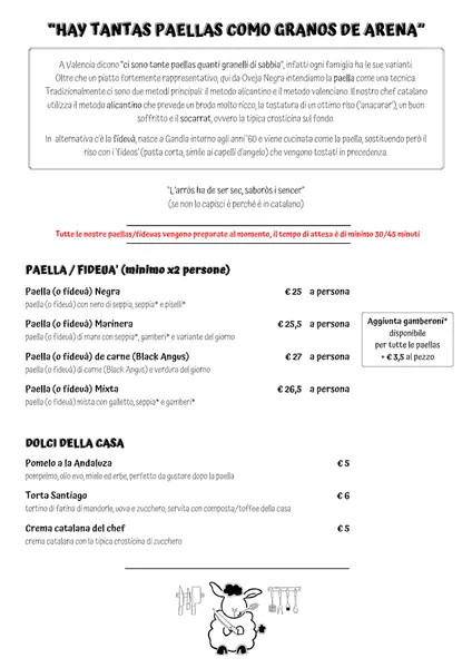 menu 0 of Oveja Negra Milano - Tapas e Paella