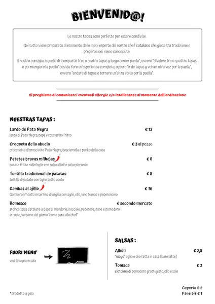 menu 1 of Oveja Negra Milano - Tapas e Paella