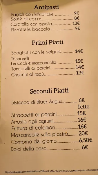 menu 1 of Bompiani ristorante pizzeria