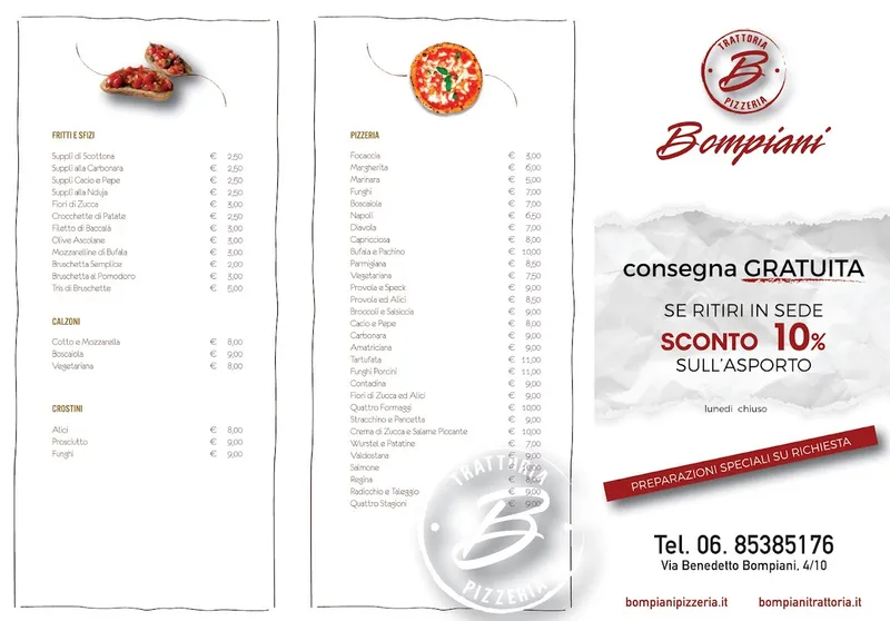 menu 2 of Bompiani ristorante pizzeria