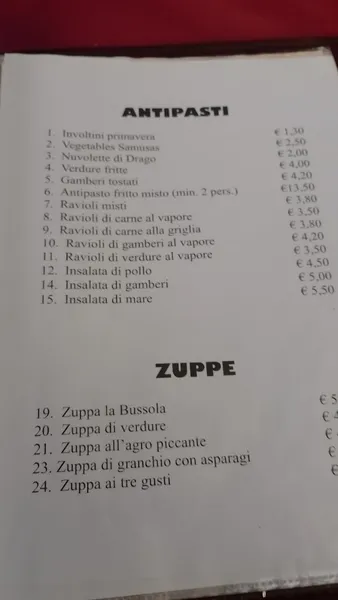 menu 2 of Ristorante La Bussola