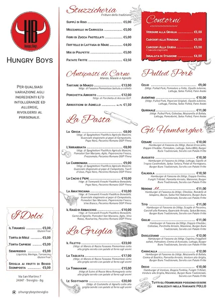 menu 0 of Hungry Boys