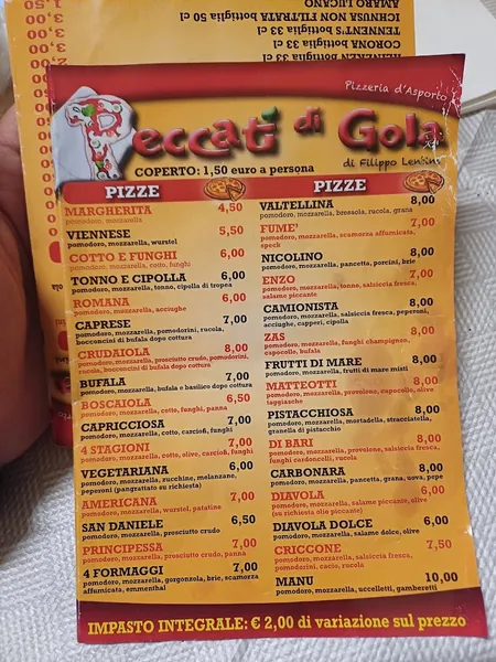 menu 0 of Peccati Di Gola