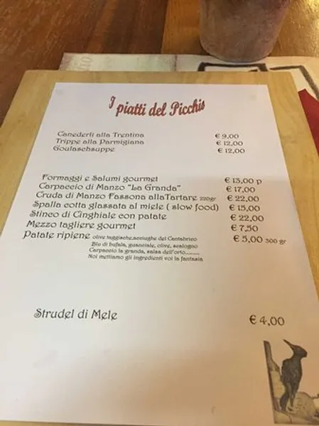 menu 1 of Al Picchio Nero